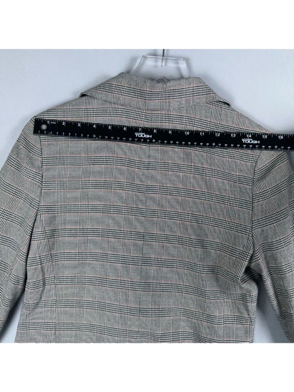 GAP Plaid Blazer Jacket Womens Size 4 Gray Black One-Button Single Breasted - Picture 9 of 12
